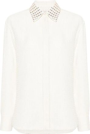 Golden Goose Regular katoenen overhemd met 3D-ruitprint - Dames - Overhemden - Wit - M - Katoen - Overhemden