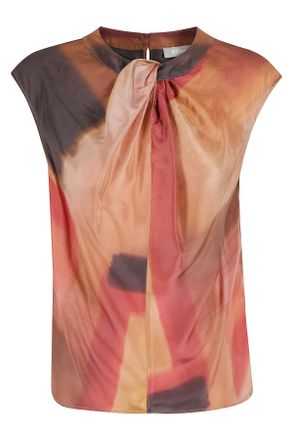 Kiltie Brown Den Knot Neckline Silk Blouse