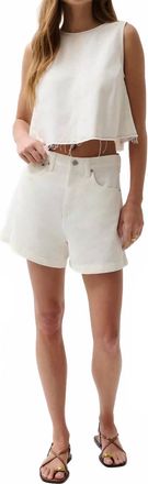 Pistola Denim Kimora High Rise Linen Short In Egret