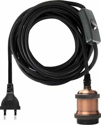 OEM Casquillo E27 Con Interruptor. Cable El&eacute;ctrico De 3,5 Metros Recubierto De Tela Para Portal&aacute;mparas Edison Retro, L&aacute;mparas Colgantes Y L&aacute;mparas Creativ