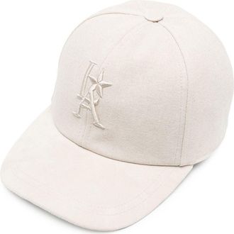 Lorena Antoniazzi embroidered-logo cap - women - Cotton/Ovine Leather (top grain) - One Size - Neutrals