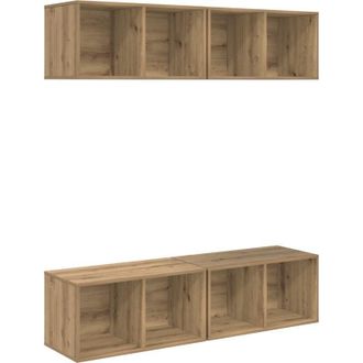 vidaXL Vidaxl - Mueble De Tv De Pared 4 Pcs Roble Artisan 37 X 37 X 72 Cm