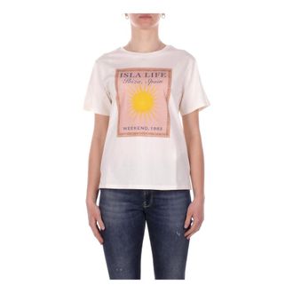Max Mara T-Shirts, female, Beige, Size: XS Front Logo T-shirt