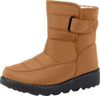 Generic Waterproof Boots Womens Size 6 Warm Cotton Boots Mid Calf Boots Boots With Non Soles Waterproof Anti-Slip Ankle Booties (Yellow, 8.5)