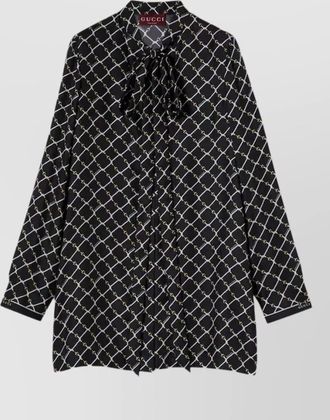 Gucci silk dress shirt all over print necktie