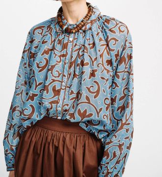 Carolina K Alice Top In Autumn Vine Blue