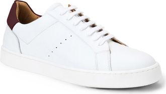 Bruno Magli Damiano Low Top Leather Sneaker in White/Bordeaux Leather at Nordstrom, Size 10.5