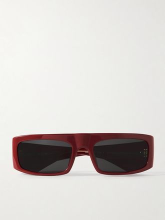 Oliver Peoples + Khaite Occhiali Da Sole In Acetato Con Montatura Rettangolare 1979c - Rosso