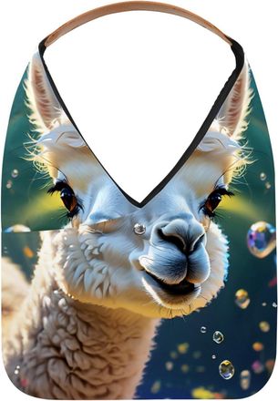 Generic Lovely Alpacas Swims Underwater Reusable Lightweight Grocery Bags - Foldable Into Compact Pouch, Washable & Sturdy, Multipurpose for Shopping and Trav