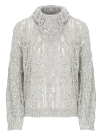PANICALE open-knit sequinned sweater - Grey