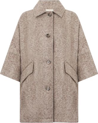 Fedeli Korte gebreide jas - Dames - Mantel - Beige - M - Wol - Jassen