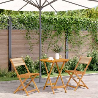 vidaXL Vidaxl - Juego De Bistro De 3 Piezas Polipropileno Y Madera Maciza Beige