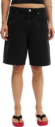 Cotton On Womens Baggy Denim Short in Leo Black at Nordstrom, Size 12