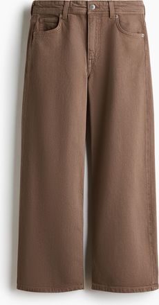 H&M Wide High Waist Ankle Jeans - Beige