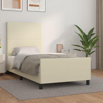 vidaXL Estructura De Cama Sin Colch&oacute;n Cuero Sint&eacute;tico Crema 90x190 Cm Vidaxl