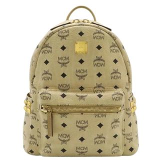 MCM Pre-owned Backpacks, female, Beige, Size: ONE SIZE Pre-owned Visetos Coated Canvas Backpack