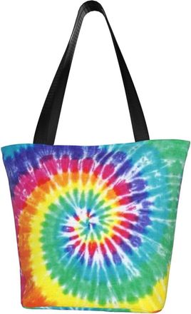 AOOEDM Tote Bag Colorful Tie Dye Shopping Bags Small Reusable Market Bag Beach Tote Bags Travel Totes