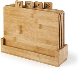 Excelsa Excelsa - Ecoliving Set 4 Taglieri con Supporto, Legno di Bamb&ugrave;, 28 x 25 cm