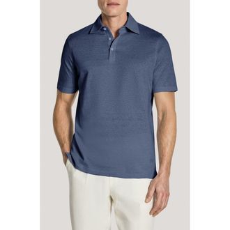 Jack Victor Davis Cotton Blend Piqu&eacute; Polo in Navy at Nordstrom, Size Xx-Large