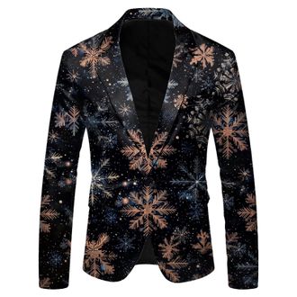 Generic Mens Christmas Suits Blazer Jacket Novelty Outfit Mens Business Wedding Festival Causal Xmas Festive Costume Sporty Christmas Suit Suit Tuxedo Jacket 