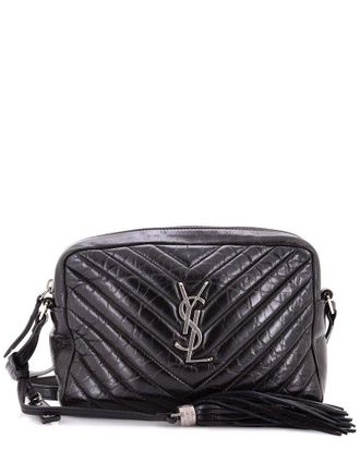 Saint Laurent Black Matelasse Chevron Leather Lou Camera Bag Small (Authentic Pre-Loved)