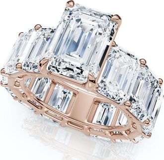 Pompeii3 Certified 15.50Ct Emerald Cut Diamond Engagement Ring 14k Gold Lab Grown
