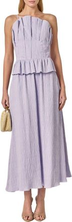 English Factory Pleated Ruffle Strapless Maxi Dress in Lavender at Nordstrom, Size X-Small