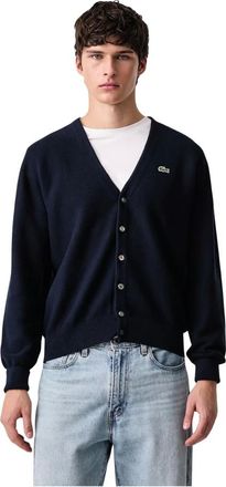 Lacoste Katoenen gebreid vest - Heren - Truien - Blauw - Maat: S Katoen