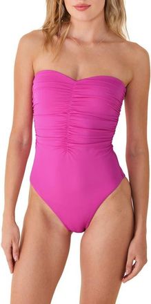 Andie Swim Pana Strapless One-Piece Swimsuit in Azalea at Nordstrom, Size X-Large