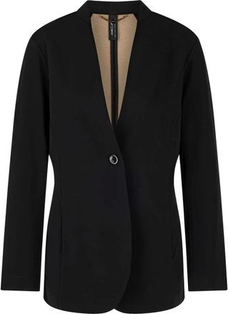 Marc Cain Jassen, Dames, Zwart, S, Leer, Getailleerde Blazer met Moderne Snit