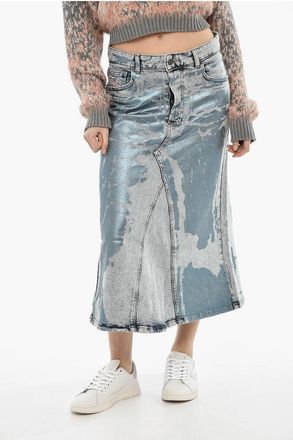 Diesel Denim Maxi Skirt DE-PAGO with Metallic Details size 28