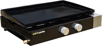 COOK IN GARDEN Plancha de gas 2 quemadores placas en hierro fundido negro