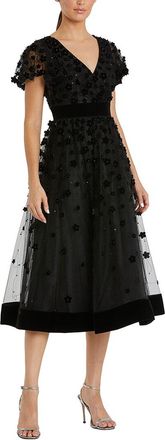 Mac Duggal Embellished Velvet Midi Dress