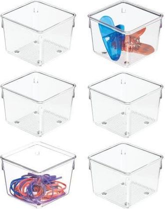Linus Plastic Drawer Organizer Bins - Storage for Kitchen, Bathroom, and Desk Drawers - Set of 6 - Clear at Nordstrom