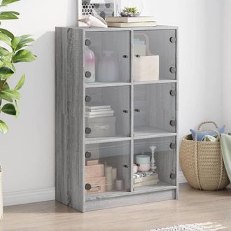 vidaXL Aparador Alto Con Puertas Madera Gris Sonoma 68x37x109 Cm Vidaxl