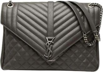 Saint Laurent Pre-owned College Bag - Dames - Vintage Schoudertas - Grijs - ONE Size - Leer - Vintage