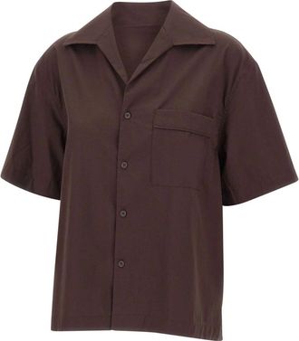 Entire studios SS Pyjama Shirt - Dames - Korte mouwen Overhemden - Bruin - S - Katoen - Overhemden