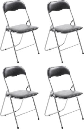Clp Set De 4 Sillas Plegables Felix Negro/plateado