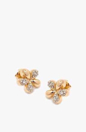 Yoj Luna Mini Flower Crystal Stud Earring in Gold at Nordstrom
