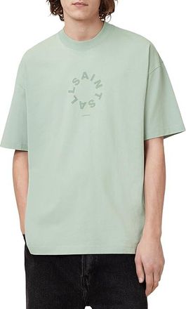 AllSaints Tierra Short Sleeve Crew Mens T Shirt Mineral Green : MD, Cotton