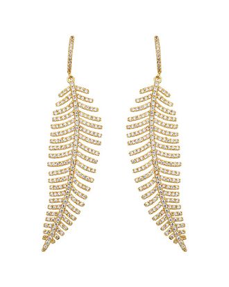 Eyecandy LA Eye Candy La 18K Gold Plated Feather Drop Earrings