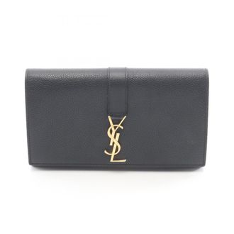 Saint Laurent Black Leather Long Wallet (Bi-Fold) (Pre-Owned)