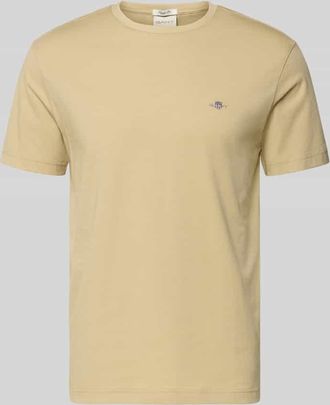 GANT Regular Fit T-Shirt mit Logo-Stitching in Beige, Gr&ouml;&szlig;e 3XL