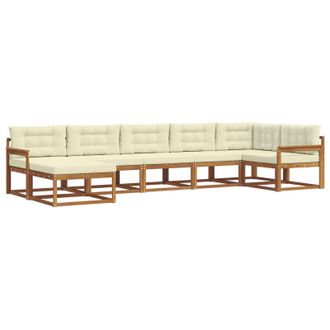 vidaXL Conjunto De Sof&aacute;s De Exterior Con Coj&iacute;n 7 Pcs Natural Y Crema Vidaxl