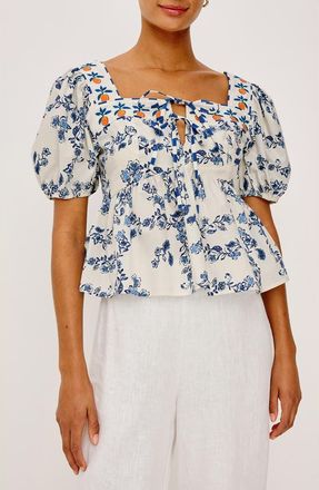 Rails Presley Floral Print Puff Sleeve Shirt in Ceramic Floral at Nordstrom, Size Xx-Small