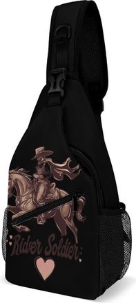 Generic Spanish U.S. War Soldier Rider Unisex Shoulder Bags Casual Crossbody Chest Bag Sling Backpack for Hiking Cycling Travel