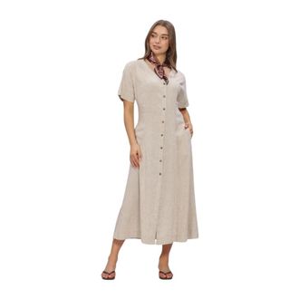 Moss Copenhagen Dames, Jurken, Beige, Maat: S Linnen
