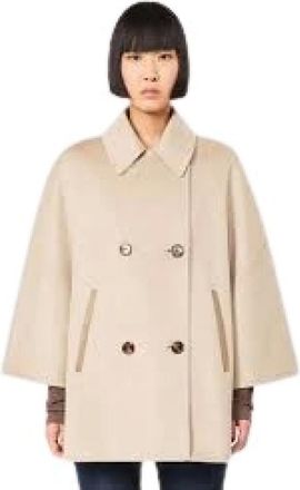 Max Mara Jassen, Dames, Beige, S, Wol, Galosce Jas met revers van wolmix