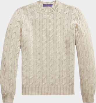 Ralph Lauren Purple Label Men & apos;s Cable-Knit Cashmere Crewneck Sweater