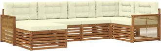 vidaXL Conjunto De Sof&aacute;s De Exterior 6 Uds. Natural Y Crema Vidaxl